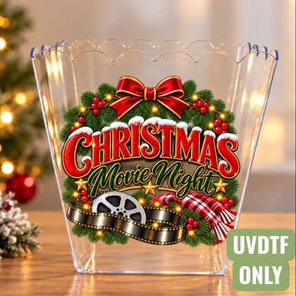 Christmas Movie Night Popcorn Tub UVDTF