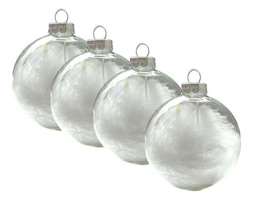 Feather Filled Glass Baubles