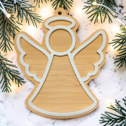 Bamboo & Acrylic Angel Christmas Tree Decoration