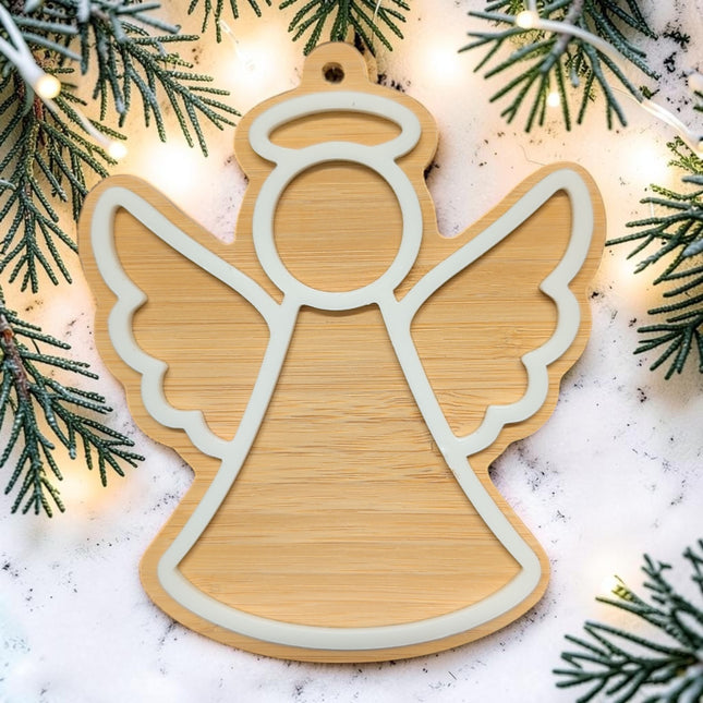 Bamboo & Acrylic Angel Christmas Tree Decoration