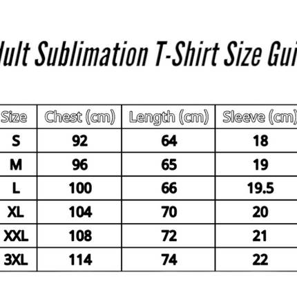 Adult Sublimation T-Shirt 100% Polyester