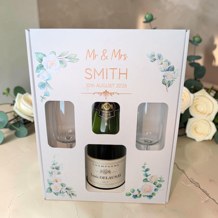 Champagne Bottle & Flute Glass Gift Box