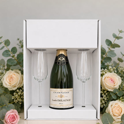 Champagne Bottle & Flute Glass Gift Box