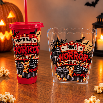 Custom Horror Halloween Popcorn Tub / Cold Cup UVDTF