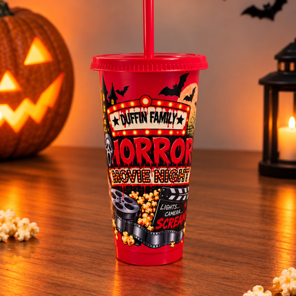 Custom Horror Halloween Popcorn Tub / Cold Cup UVDTF