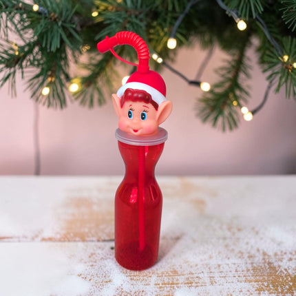 Christmas Elf Water Bottle With Straw