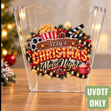 Custom Christmas Lights Movie Night Popcorn Tub UVDTF