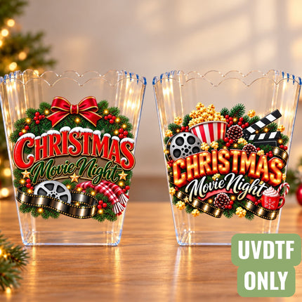 Christmas Movie Night Popcorn Tub UVDTF