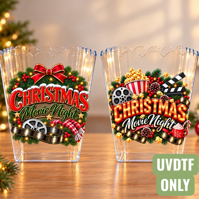 Christmas Movie Night Popcorn Tub UVDTF