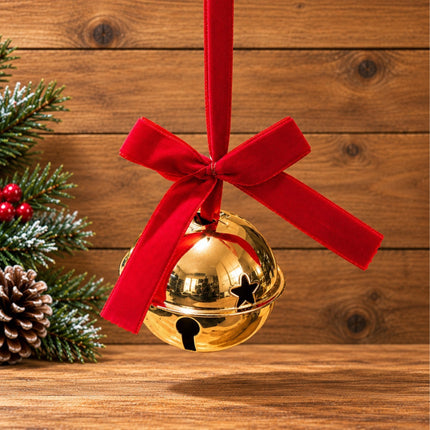 Christmas Gold Bell With Velvet Bow