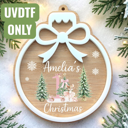 Bow Bauble 1st Christmas UVDTF for Bamboo & Acrylic Decoration