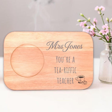 Personalised Engraved Wooden Teacher Tea & Biscuit Board