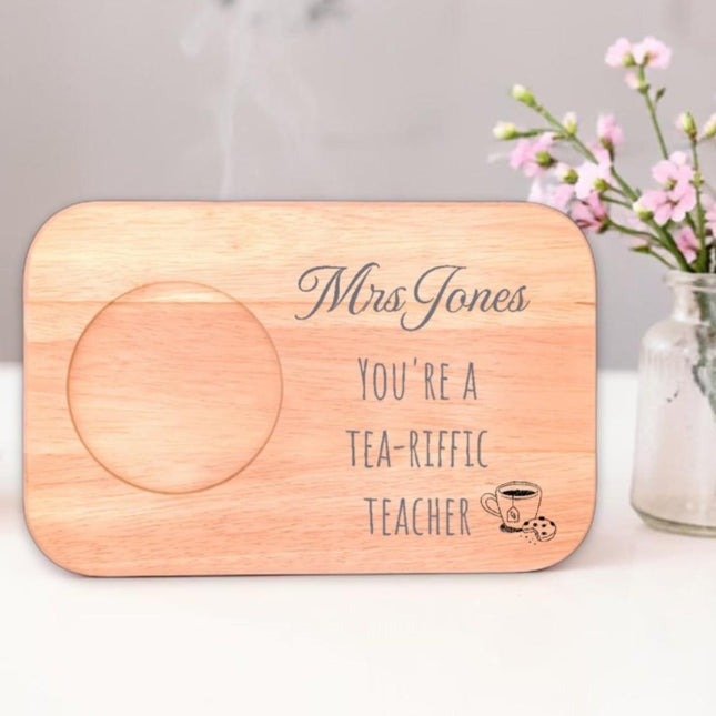 Personalised Engraved Wooden Teacher Tea & Biscuit Board