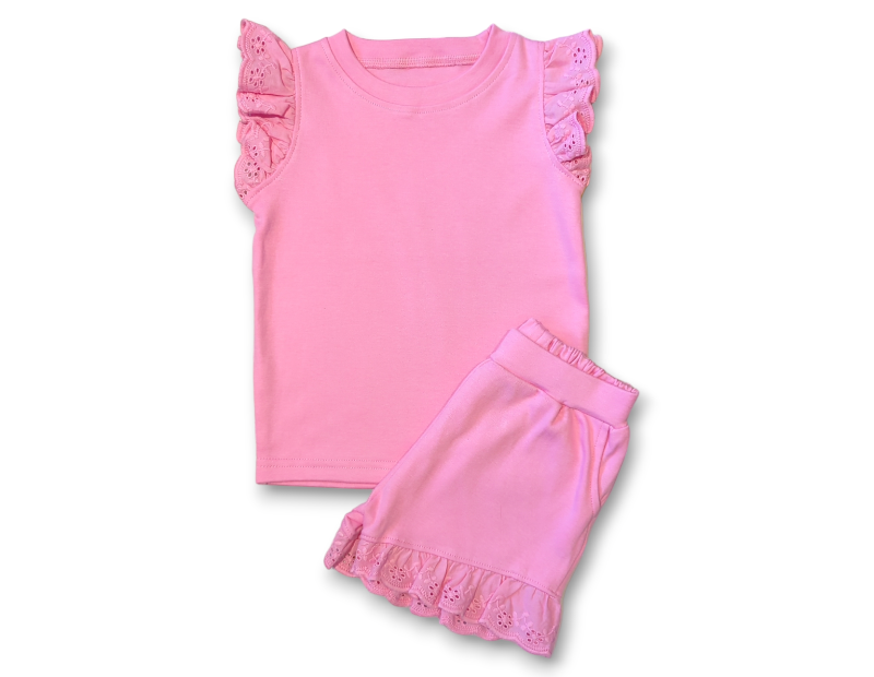 Anglaise Fuchsia Pink Short & Top Set