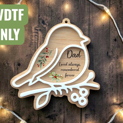 Christmas Robin UVDTF for Bamboo & Acrylic Decoration