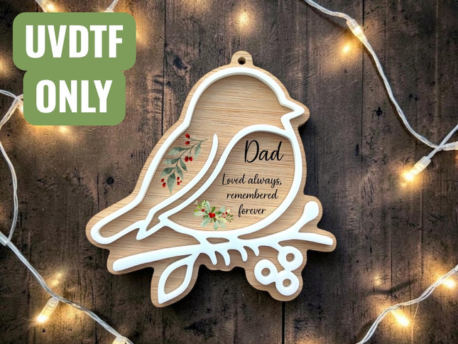 Christmas Robin UVDTF for Bamboo & Acrylic Decoration