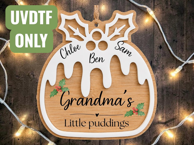 Christmas Pudding UVDTF for Bamboo & Acrylic Decoration