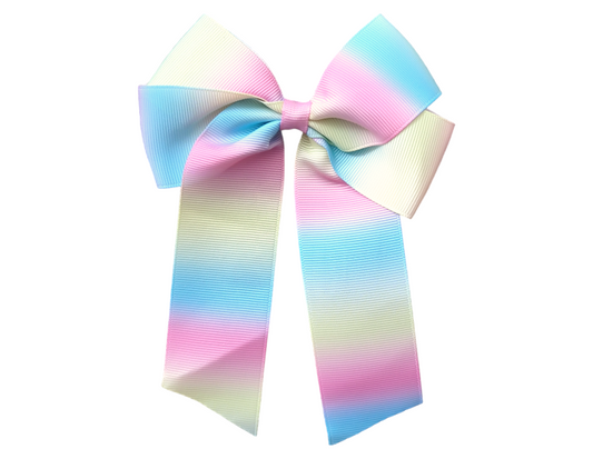 Pastel Rainbow Hair Bow 6" long