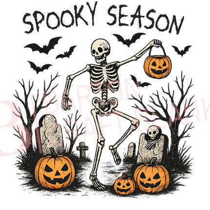 SPOOKY SEASON SKELETON HALLOWEEN UVDTF