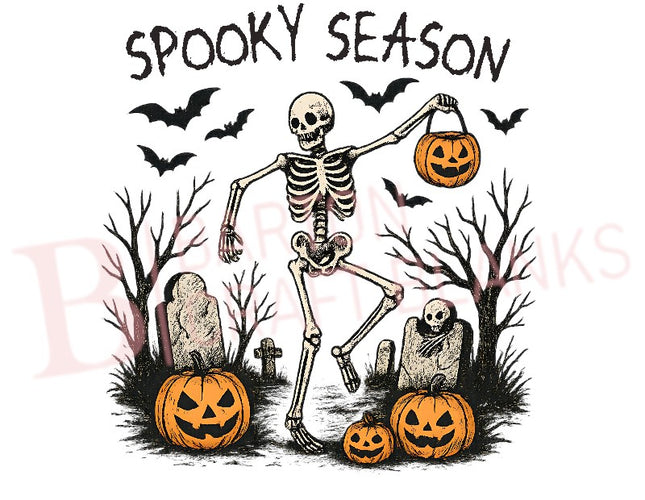 SPOOKY SEASON SKELETON HALLOWEEN UVDTF