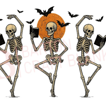 SKELETONS READING BOOKS HALLOWEEN UVDTF