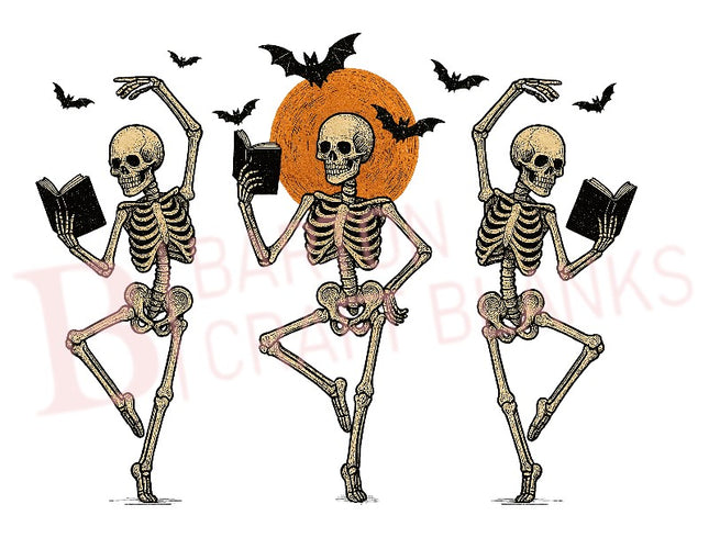 SKELETONS READING BOOKS HALLOWEEN UVDTF