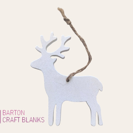 Wooden White Reindeer Decoration