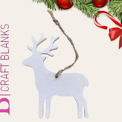 Wooden White Reindeer Decoration