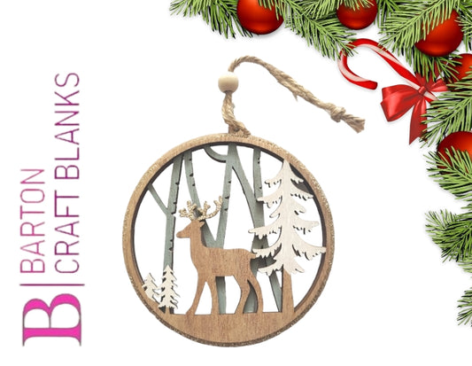 Wooden Christmas Scene Bauble