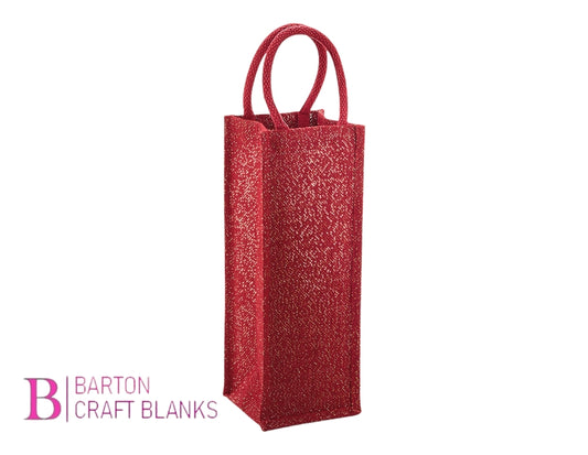 Red Shimmer Jute Bottle Bag