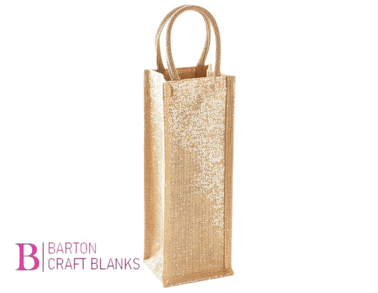 Gold Shimmer Jute Bottle Bag