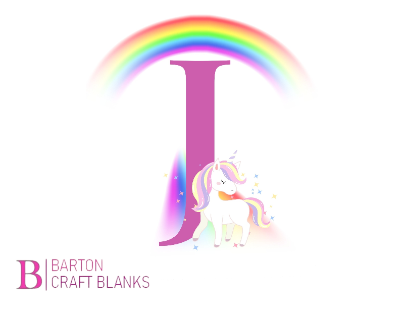 Initial Rainbow Unicorn Bedroom Print