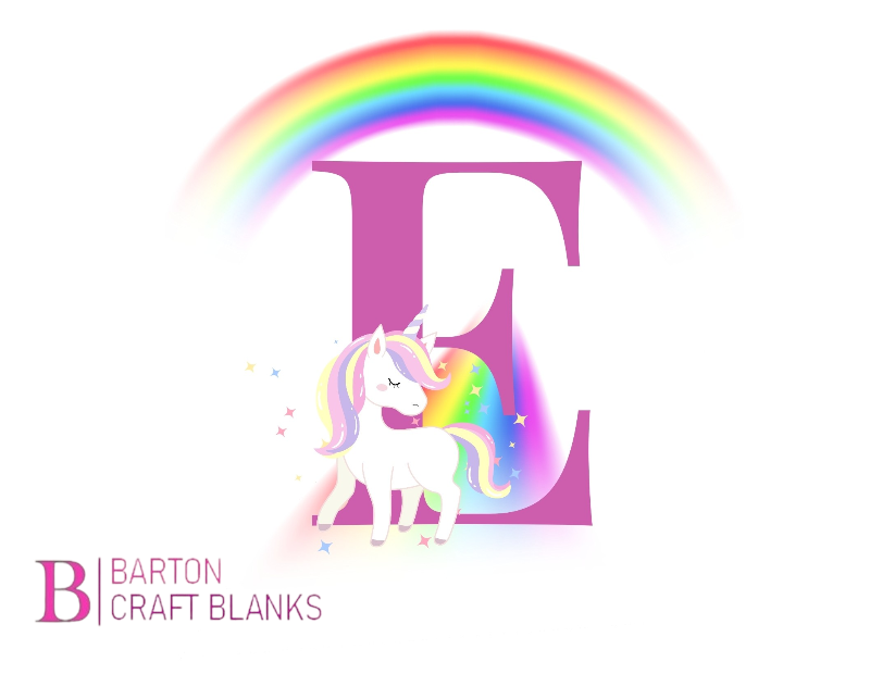 Initial Rainbow Unicorn Bedroom Print