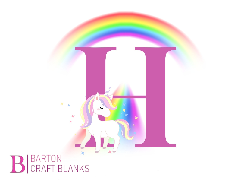 Initial Rainbow Unicorn Bedroom Print