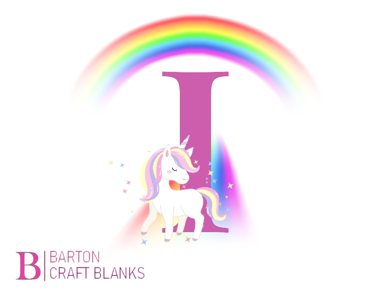 Initial Rainbow Unicorn Bedroom Print