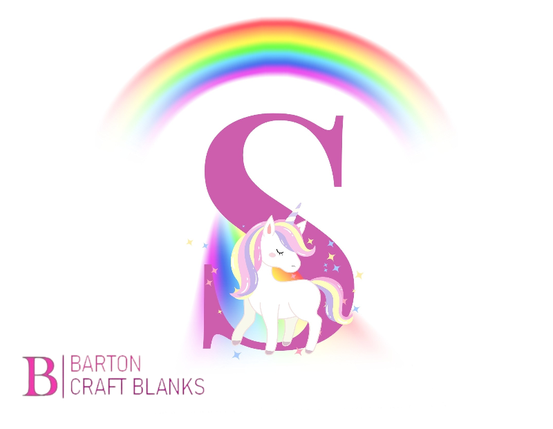 Initial Rainbow Unicorn Bedroom Print