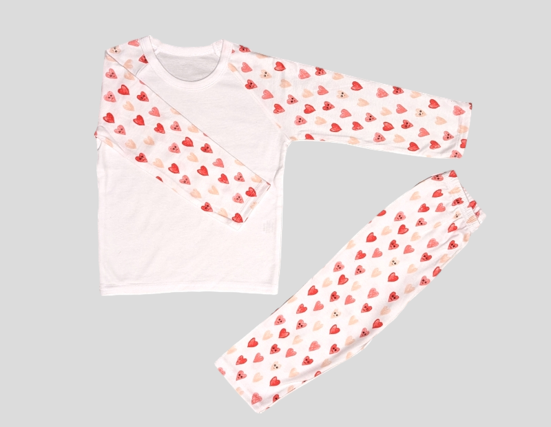 Childrens Happy Heart Print Pyjamas