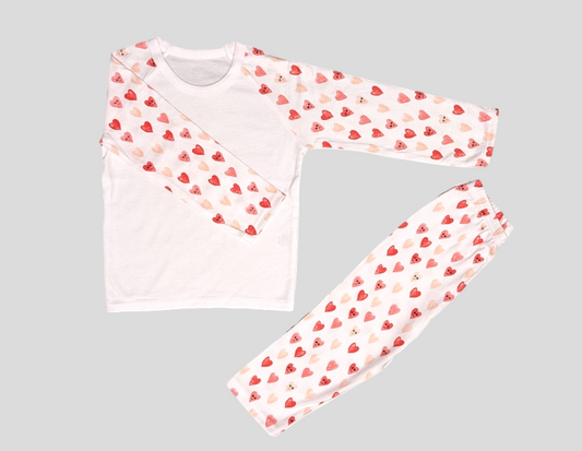 Childrens Happy Heart Print Pyjamas