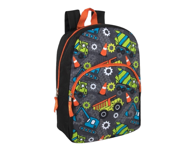 Childs Blue & Orange Digger Patterned Backpack