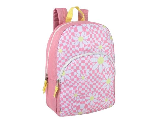 Childs Pink Flower Patterned Backpack