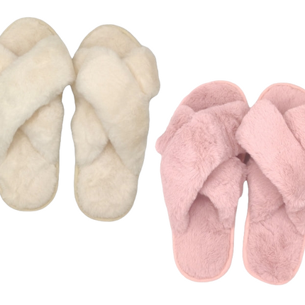 Criss Cross Fluffy Slippers