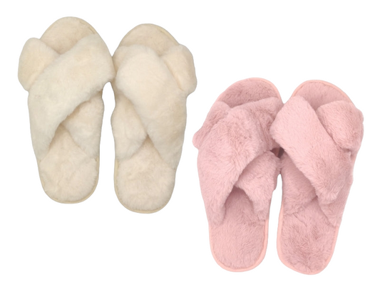 Criss Cross Fluffy Slippers