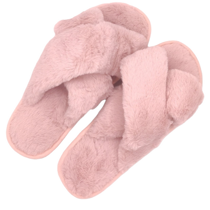 Criss Cross Fluffy Slippers