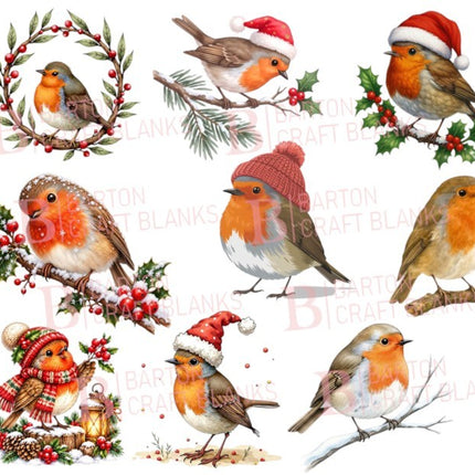 Christmas Robins 1/4 Meter Gang Sheet UVDTF