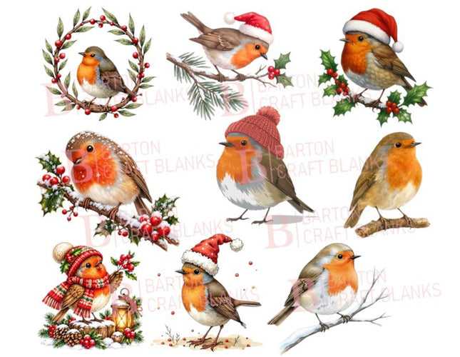 Christmas Robins 1/4 Meter Gang Sheet UVDTF