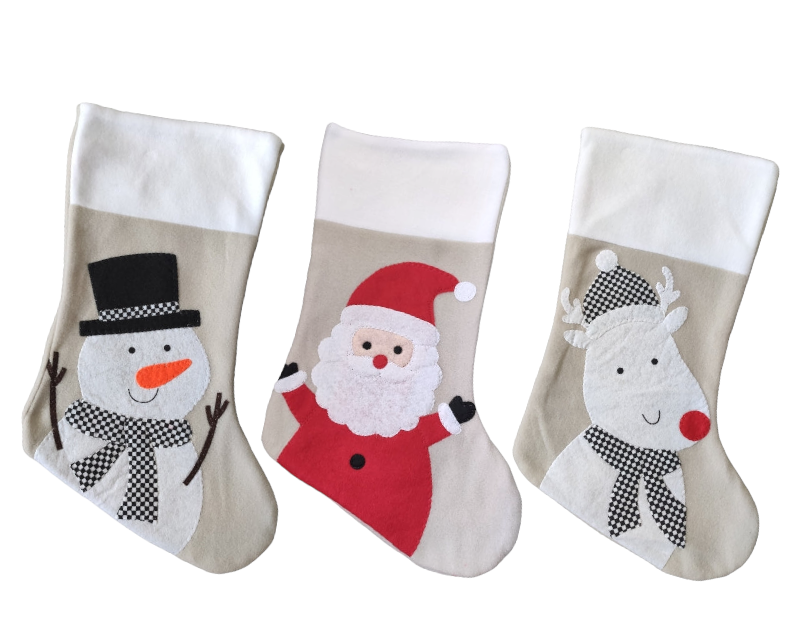 Grey Felt Christmas Stocking