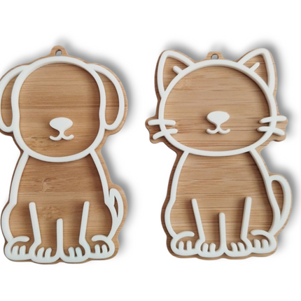 Bamboo & Acrylic Cat Or Dog Hanging Decoration