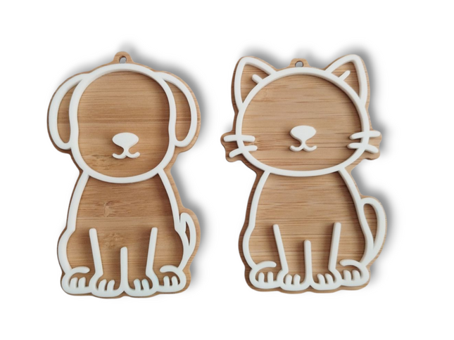 Bamboo & Acrylic Cat Or Dog Hanging Decoration