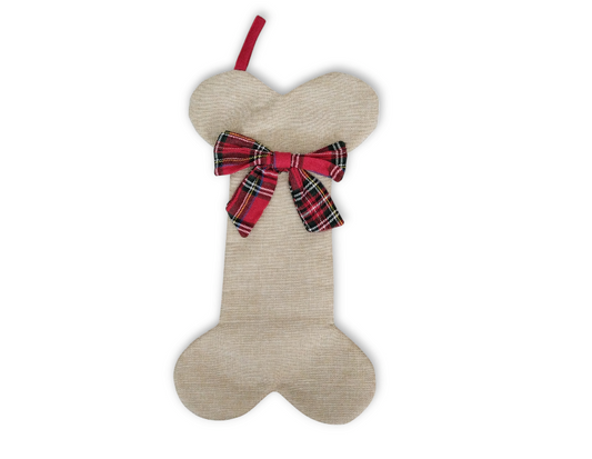 Hessian Dog Bone Christmas Stocking