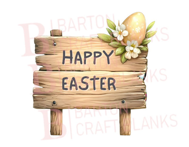 Happy Easter Sign Post UVDTF